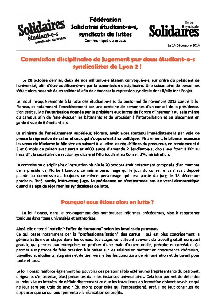 Commission disciplinaire de jugement pour deux étudiants syndicalistes de Lyon 2_page 1